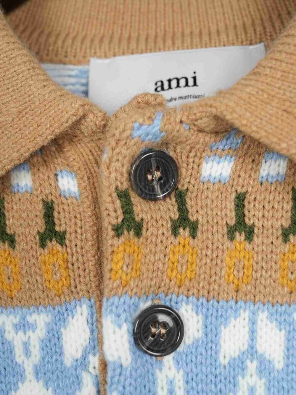 AMI Fair Isle Christmas Polo Knit Sweater Unisex Couple - Picture 4 of 8